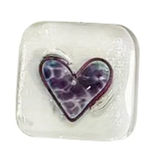  Token Glass Heart Card Keepsake Gift -Heart Keepsake  Cards-Fused Glass2196