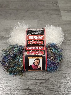 2 Skeins Bernat BOA Eyelash Yarn Glam & Blink Lot of 2 New