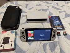 Nintendo Switch OLED White Console with Joy-Con, Dock, Case, Cables,Games.