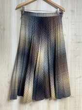 Vtg 70s 80s Multicolor Plaid Tartan Full Flared Midi Skirt 12 USA Academia Retro