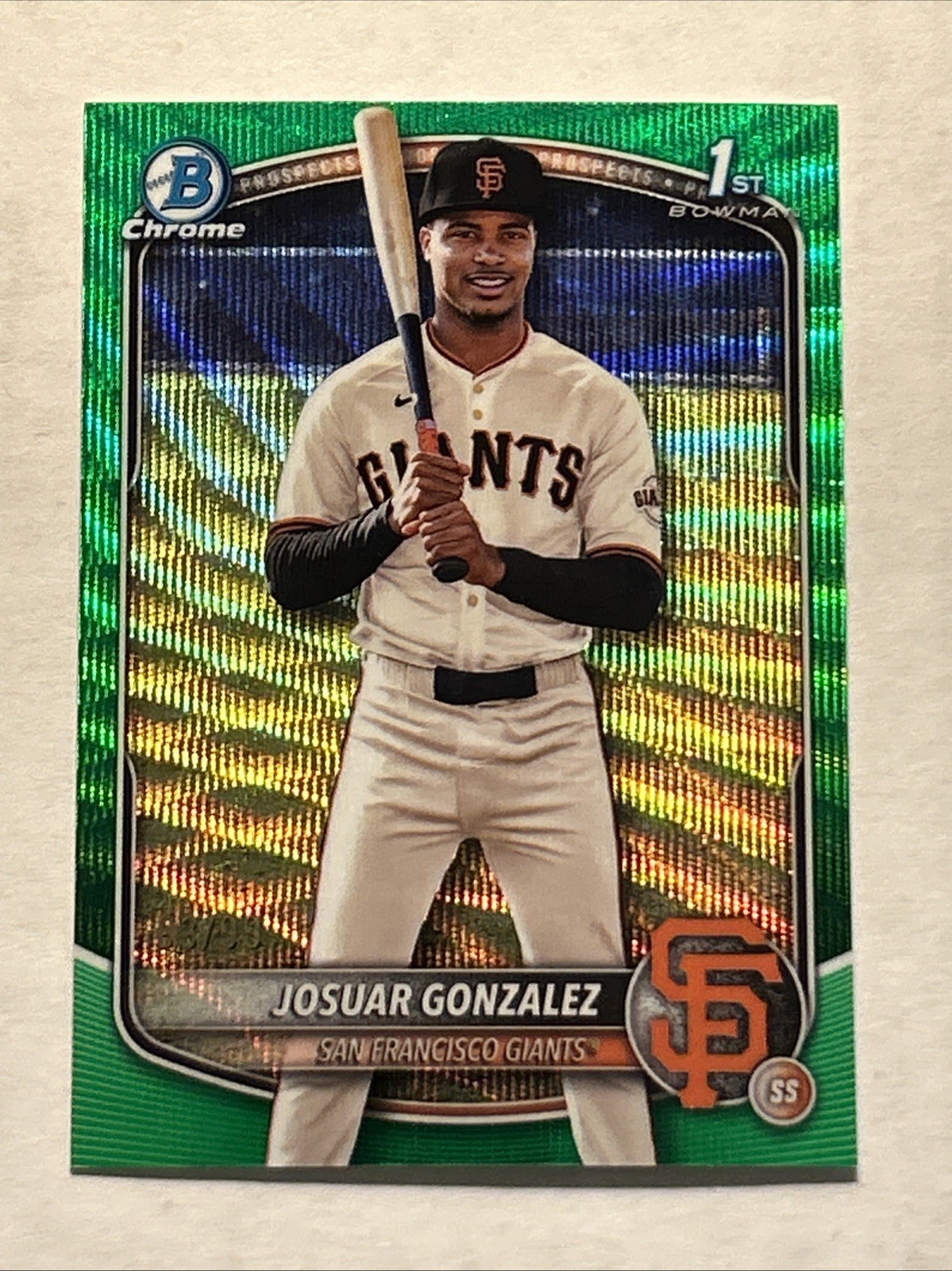 2025 Bowman Chrome #BCP-153 1st Green Wave Refractor /99 Josuar Gonzalez