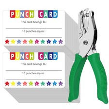 200 PCS Punch Cards, Incentive Card with Handheld Puncher Kit Star Shaped Inc...