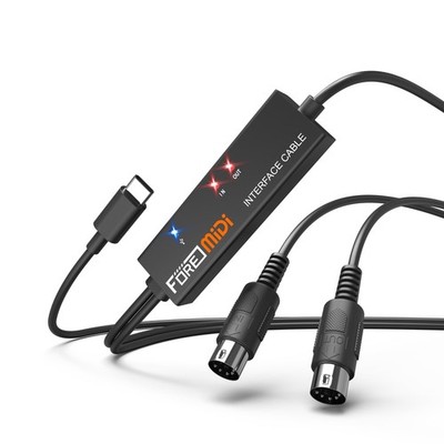FORE MIDI to USB Interface Compatible with Type-C 6.5ft, Black1 C 