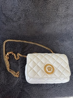 Versace Bag Small In White With Gold Chain