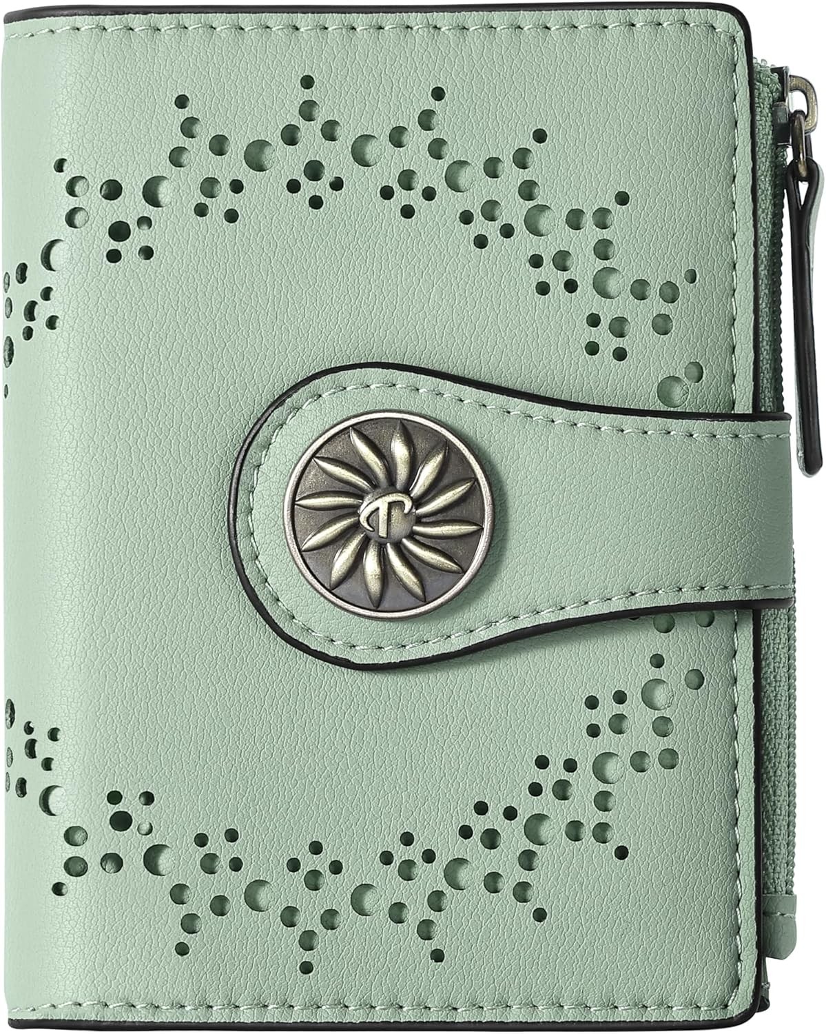 Small Wallet for Women Bifold RFID Blocking Card Holder Leather Wallets with Zip