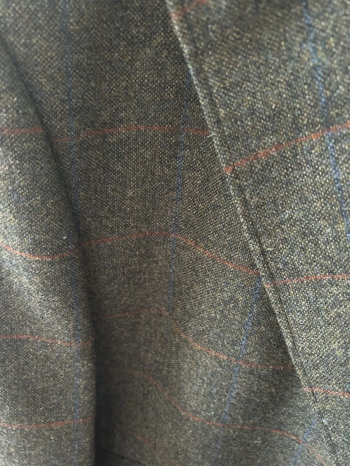 M&S Moon Tweed Jacket Mens 46L Green Mix Check Wool Blazer Worn Once Lined - Image 4 of 4