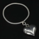 VTG Sterling Silver - Puffy Heart Love Charm Braided Band Ring Size 5.5 - 1g