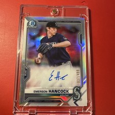 Emerson Hancock 2021 Bowman Prospect Auto Refractor /499 Mariners CPA-EHA