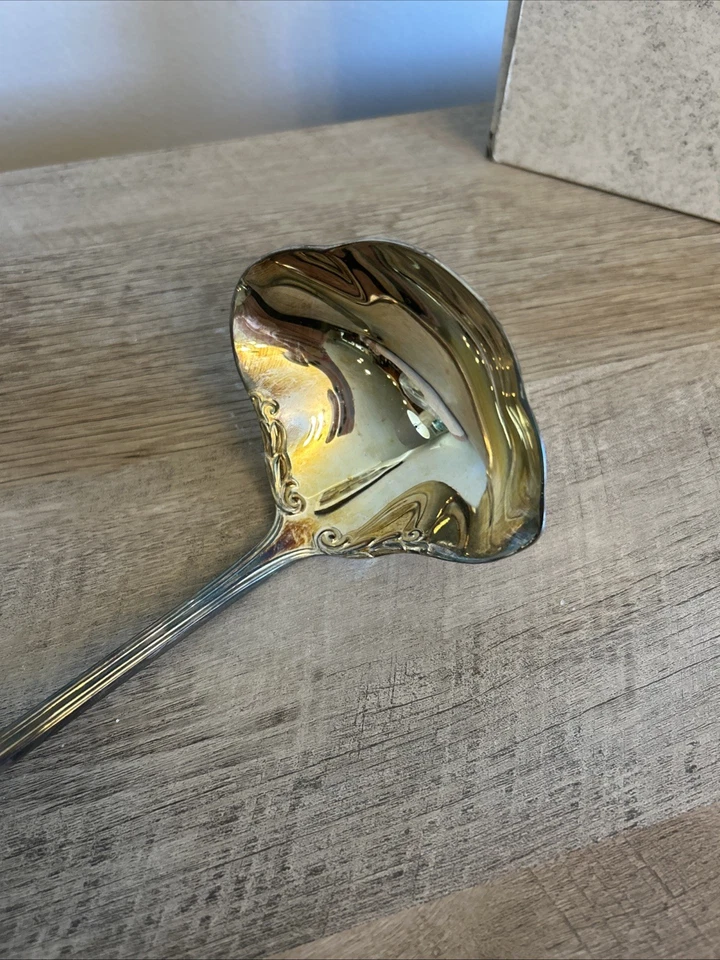 Cucharón perforador vintage Gorham Heritage placa de plata Italia Foto 3 de 4