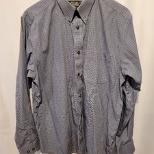 Eddie Bauer Relaxed Fit Wrinkle Resistant Blue Gingham Button Down Shirt Men's M
