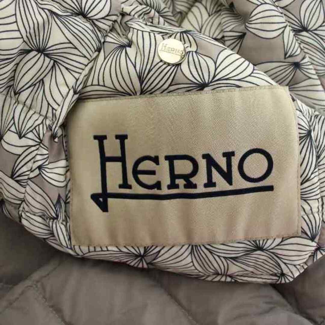 Herno Down Jacket 40 Greige Reversible Floral Lon… - image 5