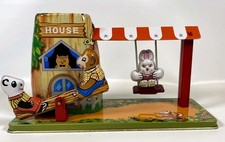 Schylling Tin Toy Wind Up Seesaw Swing Set Animal Playland Paradise House W/ Key