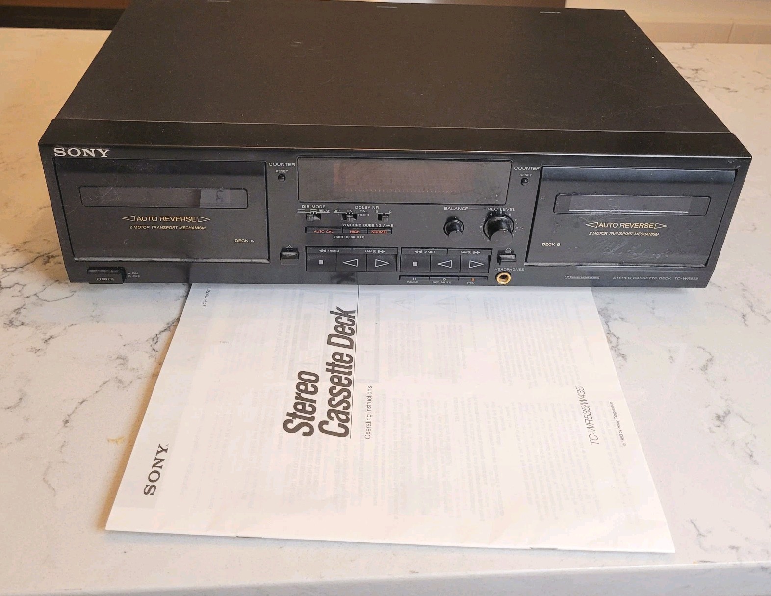 Sony TC-WR535 Dual Auto Reverse Stereo Cassette Deck + Manual – Tested Works