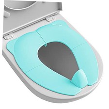 Foldable Travel Potty Training Seat for Toddlers with Splash Guard Aqua Green
