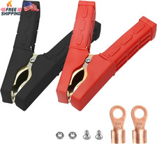 2Pcs Insulated Alligator Clips 100A-500A Electrical Heavy Duty Alligator Clamps,
