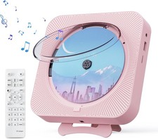 Portable Bluetooth CD Player with Dual Speakers  Remote in Stylish Pink   Co...