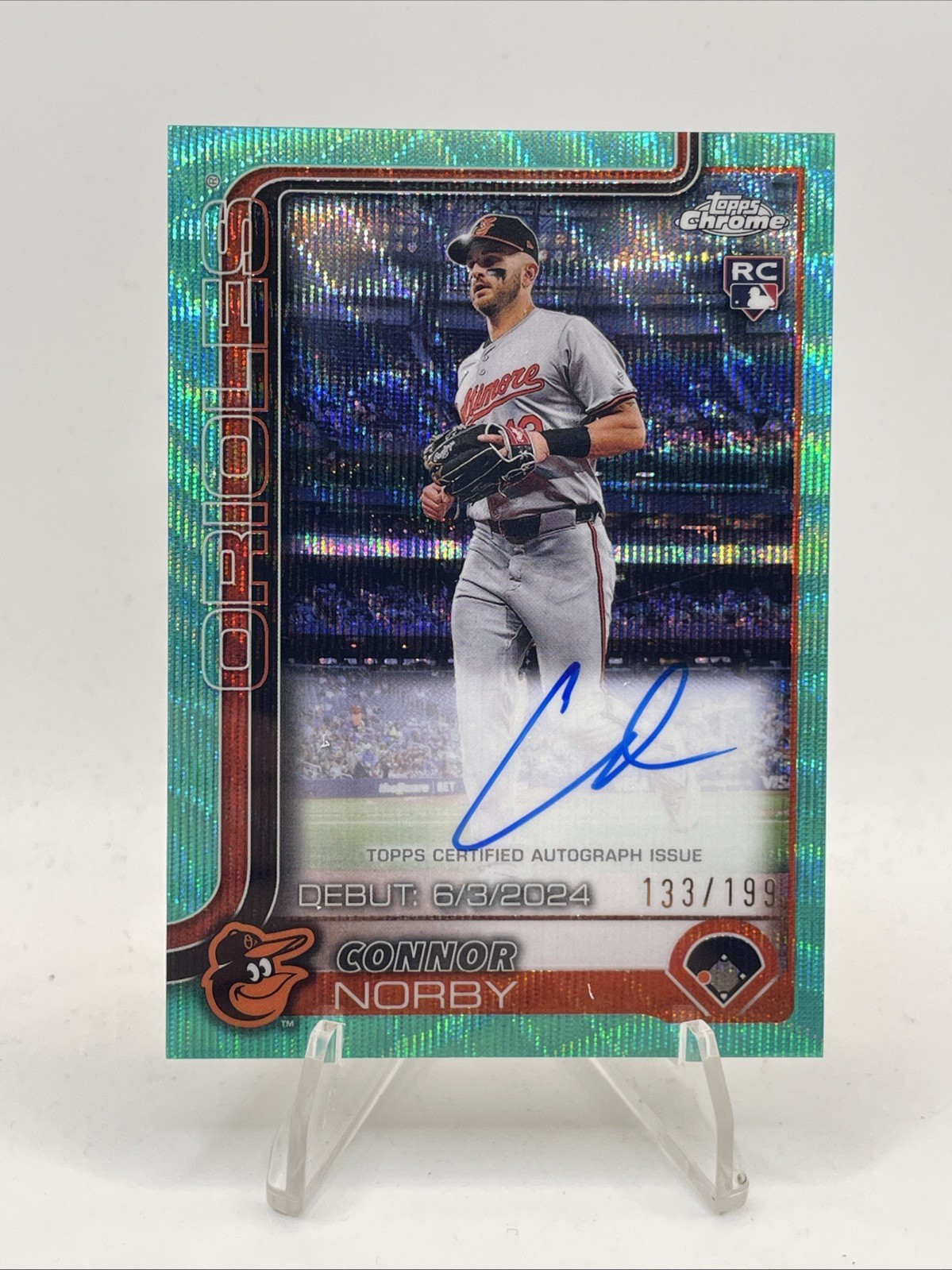 2025 Topps Chrome Update Connor Norby Aqua Wave Rookie Debut Auto /199 CRDA-CNO