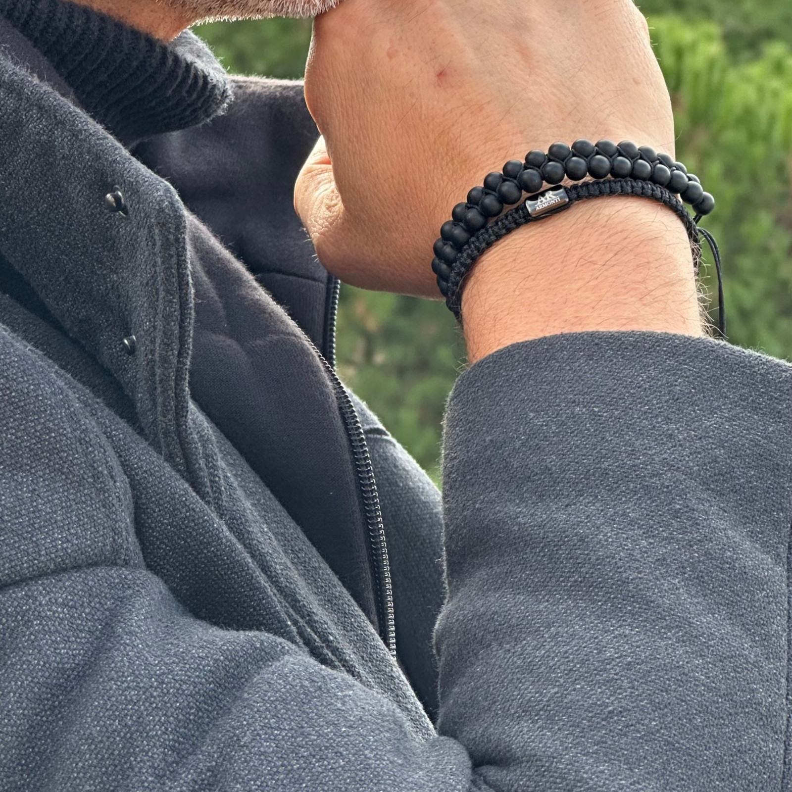 Pulsera Hombre Ónix brillante ARMONTI regalo ideal pulsera piedra natural