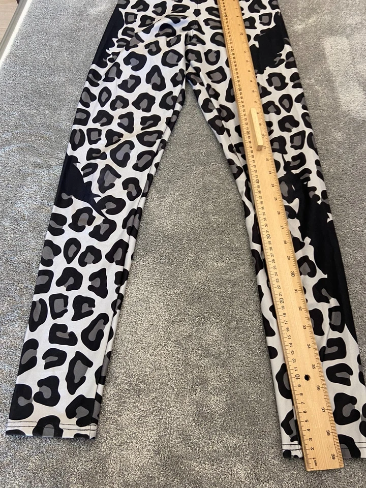 Pole crush UK size small black grey mix animal print tights - Image 2 of 4
