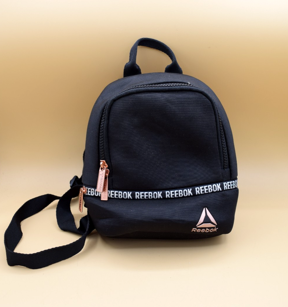 Reebok Mini Backpack Black With LOGO BAND AND ROSE GOLD ZIPPER | eBay
