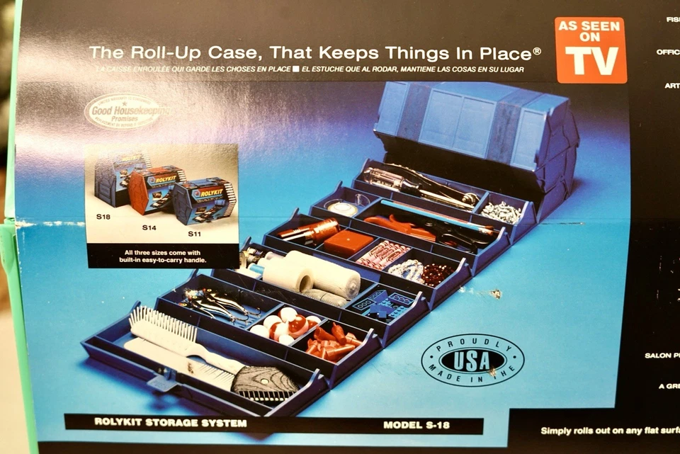 Vintage Rolykit Storage System S-18 Fishing Tackle Sewing Craft Supply Box Green - Image 3 of 4