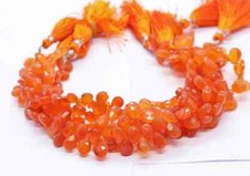 Natural Carnelian Pear Shape Faceted Beads 5-8 MM 9" Inch Loose Briolette Beads
