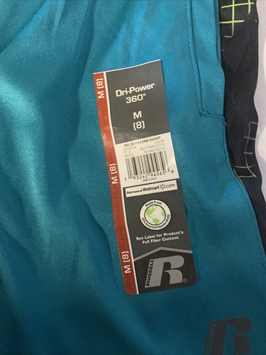 Russell Boy's Core Shorts - Dri-Power - Green & Black - Size: M (8) NWT - Picture 7 of 12