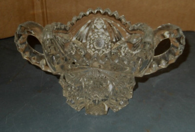 VINTAGE SAWTOOTH  NUCUT IMPERAL GLASS OPEN SUGAR DISH HEAVY THICK CRYSTAL