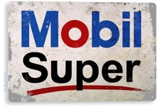 TIN SIGN Mobil Sign Super Oil Gas Sign, Gas Station, Garage, Auto Shop C712