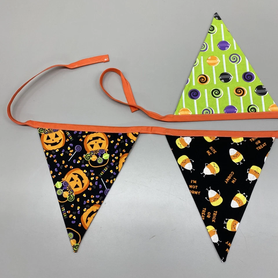 Homemade Fabric Pennant Banner Decoration Halloween Approx. 83" - Image 2 of 4