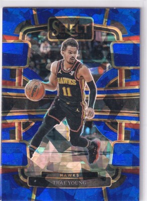 Panini 2023-24 Select NBA No. 43 Trae Young Blue Cracked Ice Prizm
