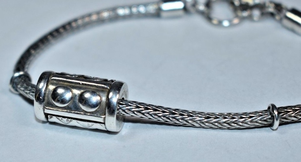 Solid Sterling Silver 925 Wheat Link Toggle Clasp… - image 5