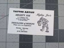 vtg Tattoo business card - Mighty Joe's