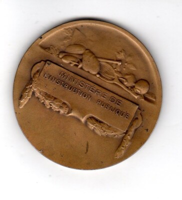 Médaille Ministère Instruction Publique – Bronze – F. Fraisse XXème Siècle