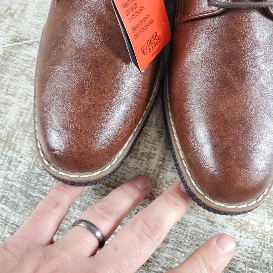 Zapatos Oxford Deer Stags Zander para niños pequeños talla 5 M cuero marrón punta almendra con cordones Foto 2 de 4