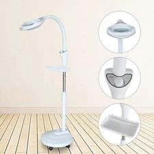 16XDiopter Floor Stand Rolling Magnifier LED Lamp Glass Magnifying Light Facial