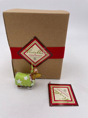 D56-Patience Brewster, Krinkles *Mini Dog Orn, Tan Dog with Green Star* 36601.2