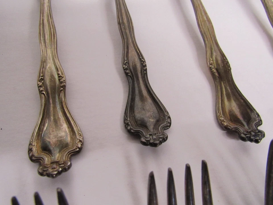 12 horquillas Faneuil (plata de plata, 1908) International Silver ~ 7 1/2" Foto 4 de 4