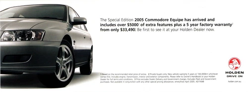 Holden Commodore VZ Equipe small introduction sales brochure