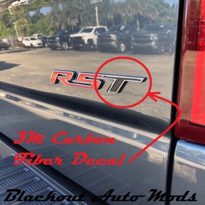 Carbon Fiber RST Tailgate Emblem Letter T Insert 2019 2020 Chevy Silverado 1500 