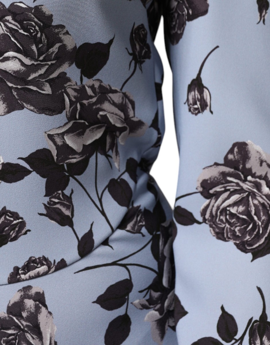 Red Valentino 水色ティアードドレス IT 40 RED VALENTINO Dress Light Blue Floral Long Sleeves A-line