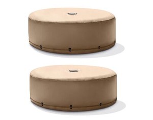 Intex 4 Person Round Energy Efficient Hot Tub Replacement Cover Only (2 Pack) - Click1Get2 Promotions