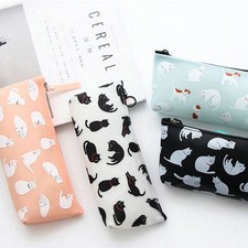 Pink Pencil Case Pen Box School Stationery Cosmetic Makeup Pouch Zipper Bag NEW