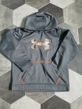 Boys Under Armour YXL Grey Hooded Sweatshirt orange logo 