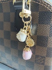 Rose Flowers Bag Charm Keychain Key Ring Car Charm Pink i vory