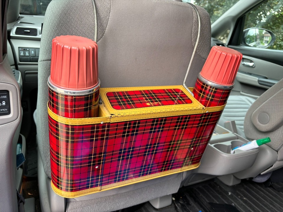 RARE ANTIQUE COMPLETE SET Vintage 1950's CarSnac Metal Plaid Auto Car