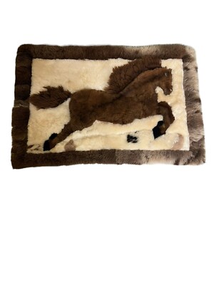 Alpaca Fur Horse! Soft Tapestry Rug Bed Throw Wall Hanging- Made