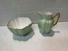 Antique Foley Wileman Sugar & Creamer Green 4048 Rd 115510 Pre-Shelley Alexandra