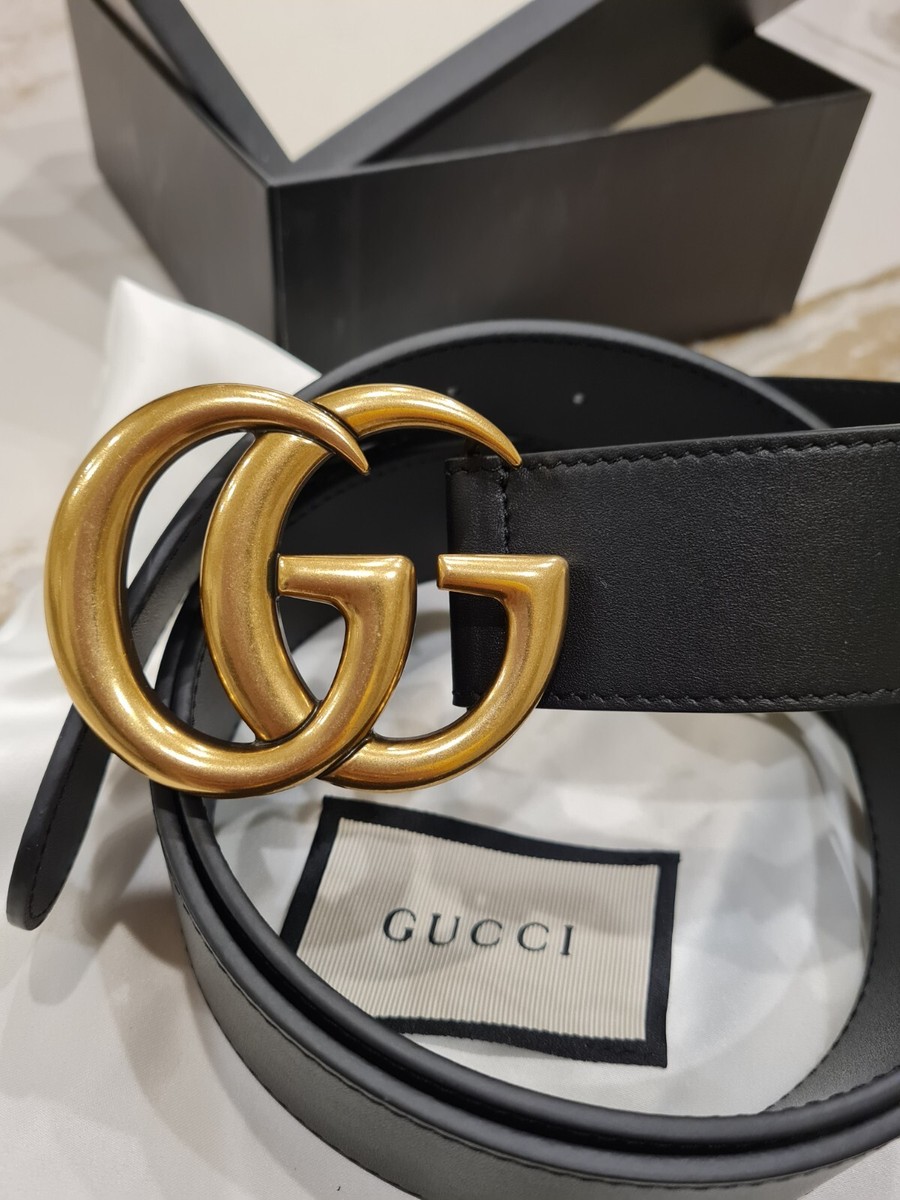 Gucci Belt GG Marmont Black Leather Brass Buckle 90 cm - 30