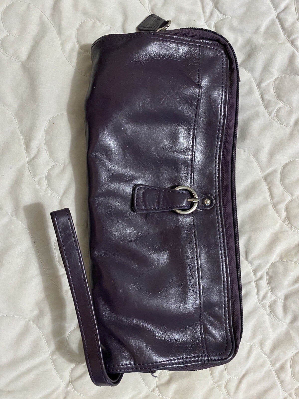 Women's Large Purple Leather Wallet with Multiple Pockets-image